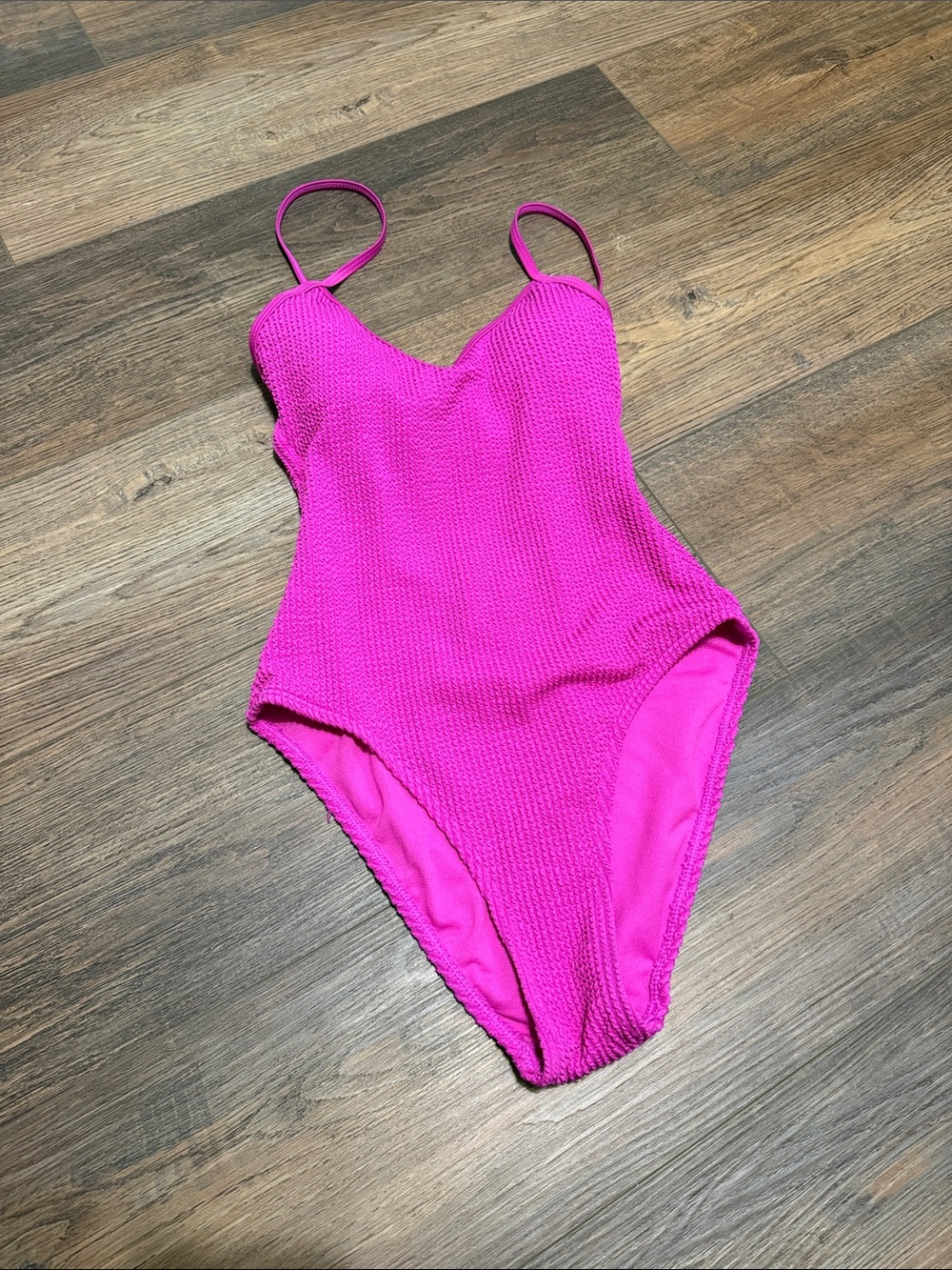 Womens Hot Pink Textured One-Piece Swimsuit
